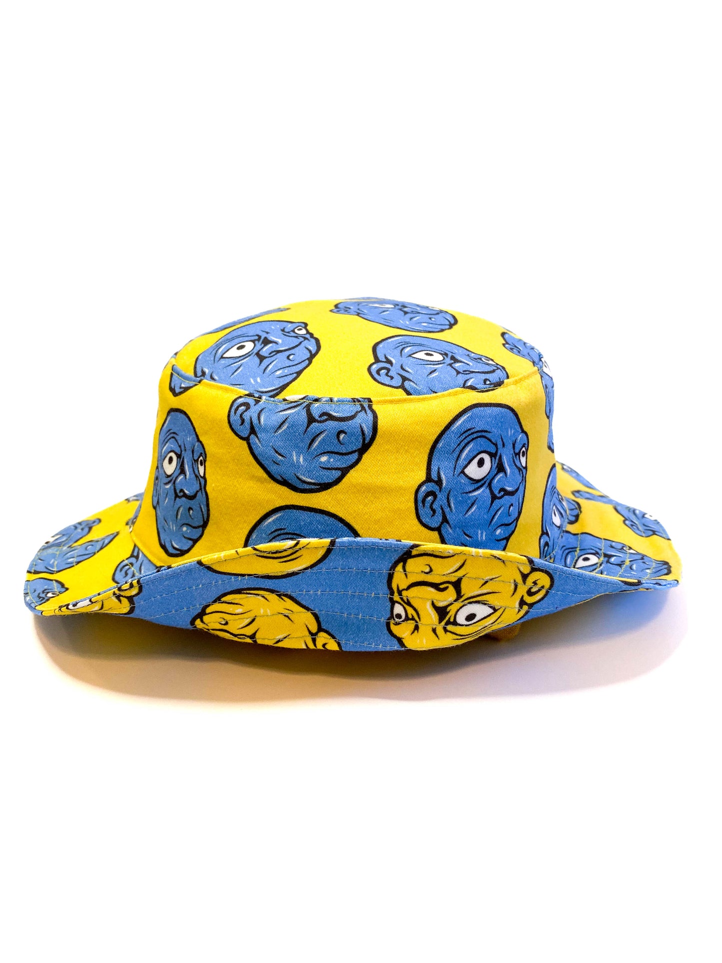 Blue and Yellow Reversible Cotton Bucket Hat