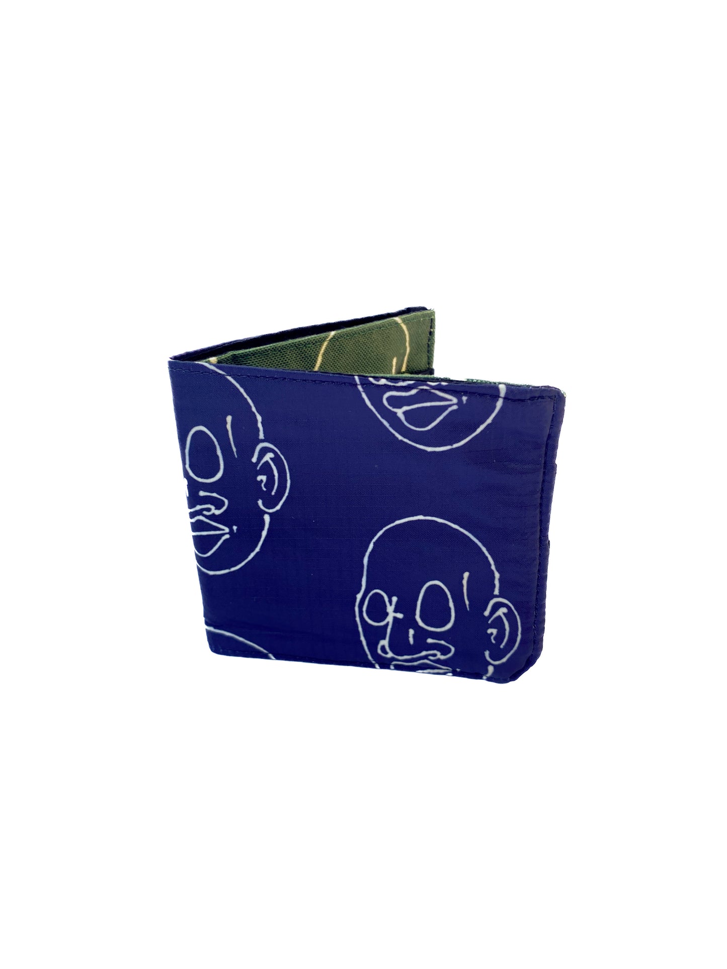Bifold Mr. Voorhees Wallet Navy Ripstop with Green Canvas Interior No. 2