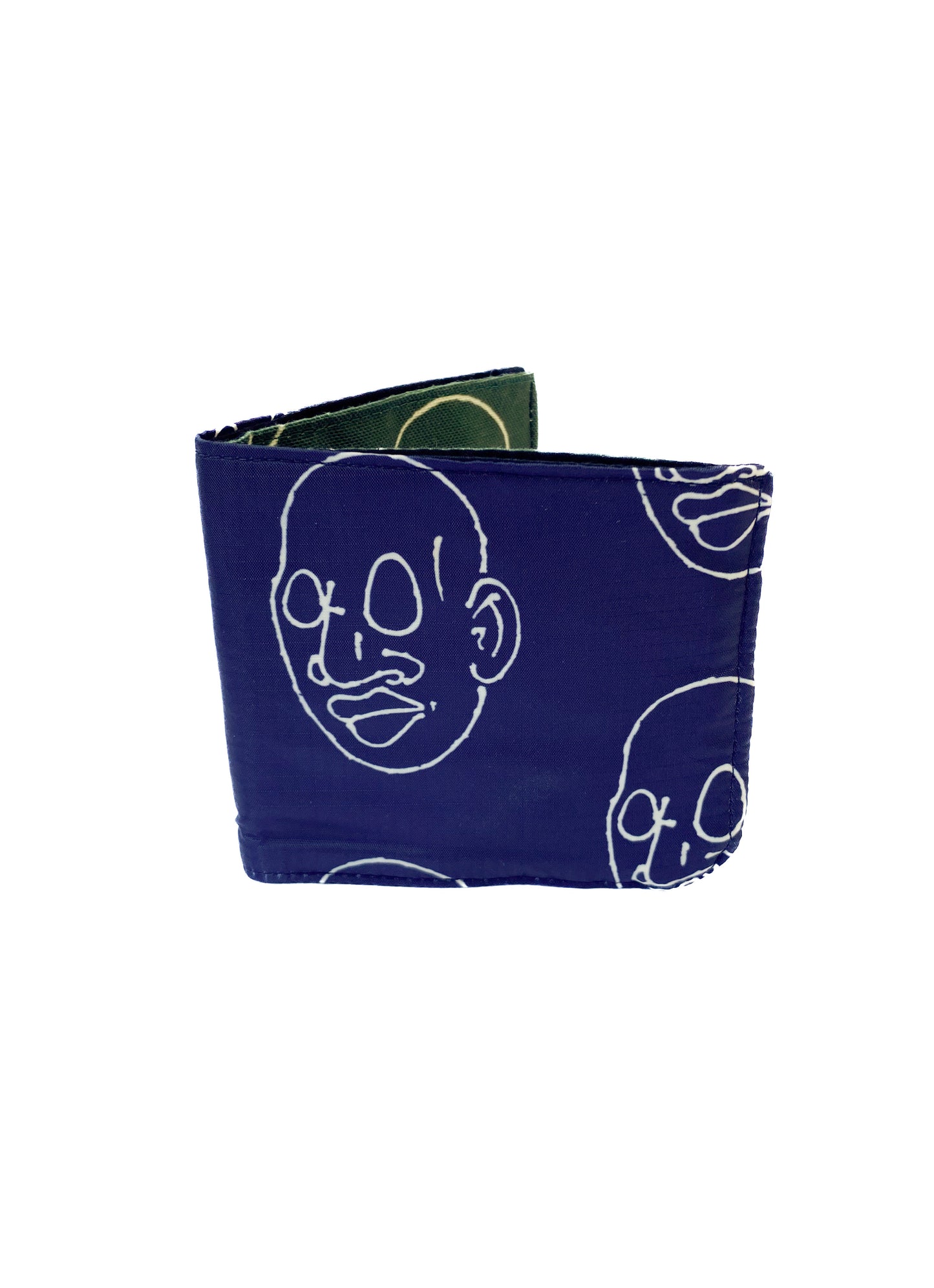 Bifold Mr. Voorhees Wallet Navy Ripstop with Green Canvas Interior No. 1