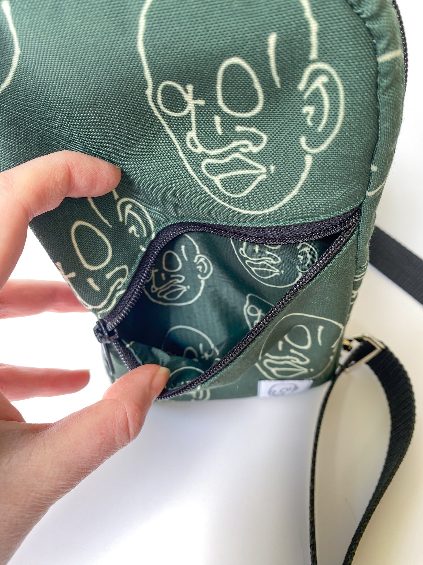 Large Green Crossbody Bag with Mr. Voorhees Face