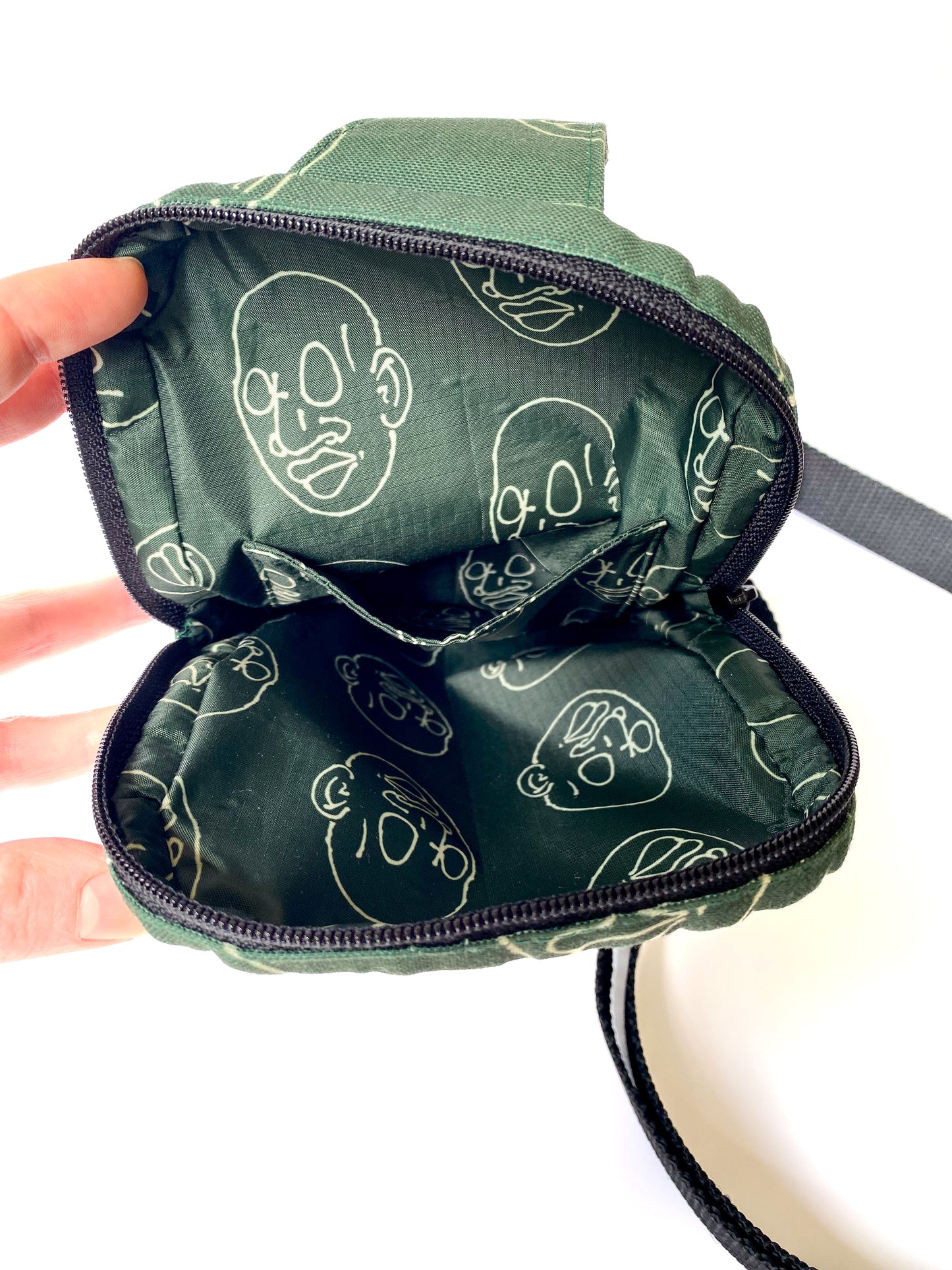 Large Green Crossbody Bag with Mr. Voorhees Face