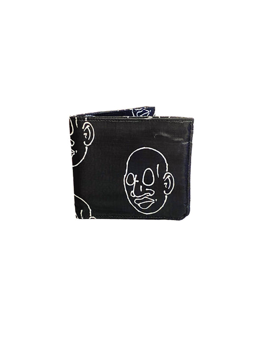 Bifold Ripstop Wallet, Mr. Voorhees Black and White Signature Face