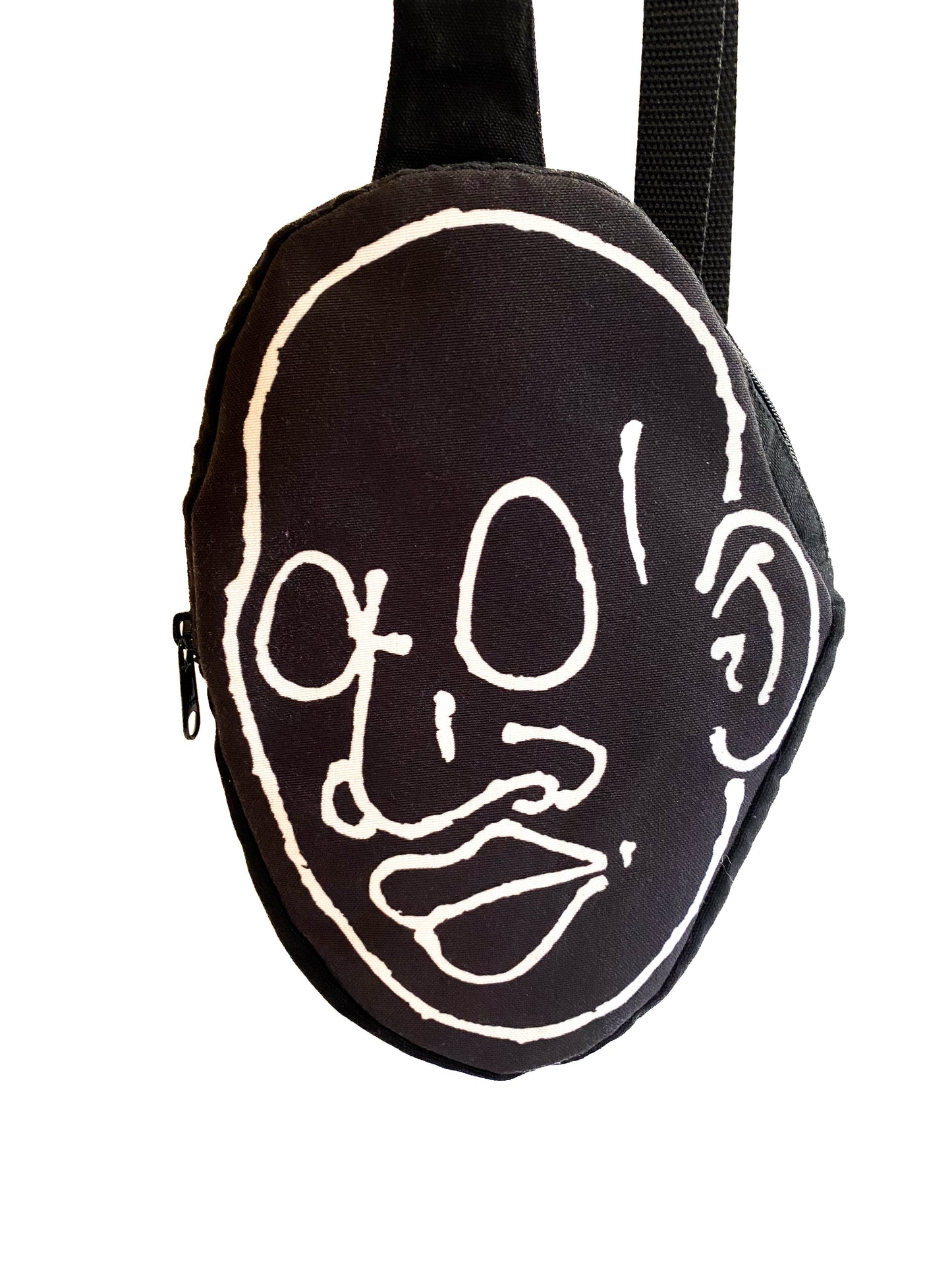Black and White Voorhees Face Crossbody Bag