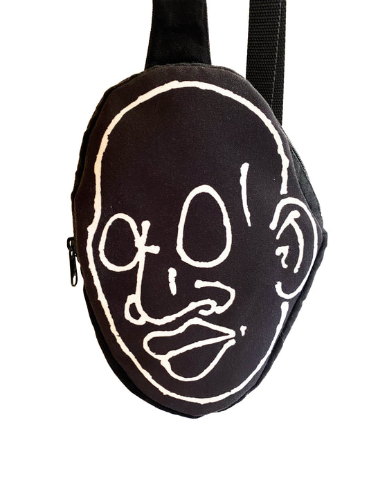Black and White Voorhees Face Crossbody Bag