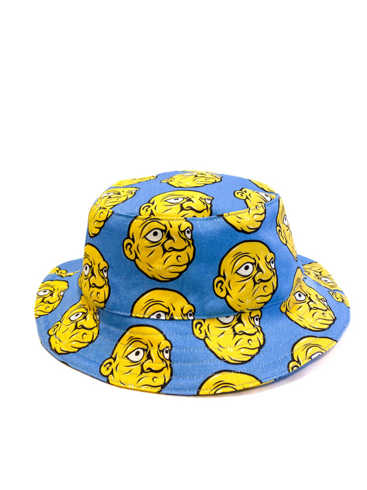 Blue and Yellow Reversible Cotton Bucket Hat