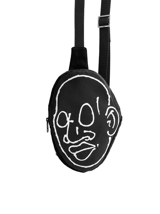 Black and White Voorhees Face Crossbody Bag