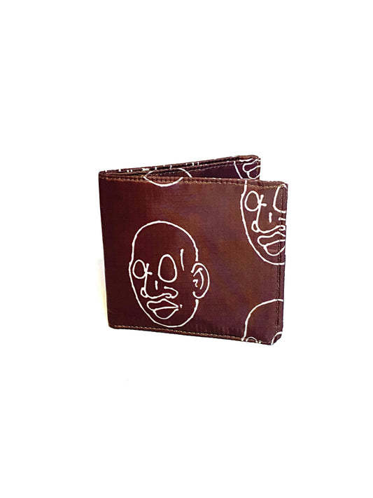 Bifold Ripstop Wallet, Mr. Voorhees Brown and White Signature Face