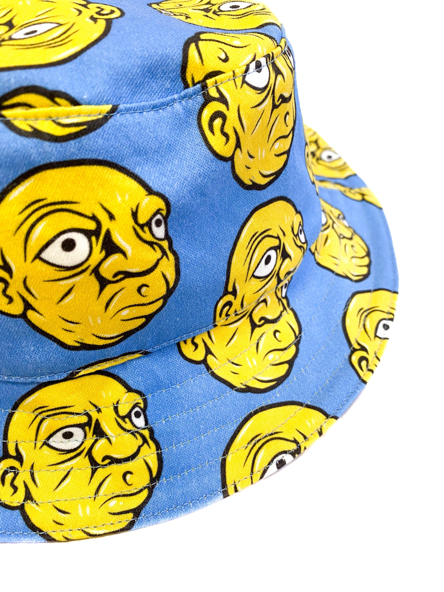 Blue and Yellow Reversible Cotton Bucket Hat