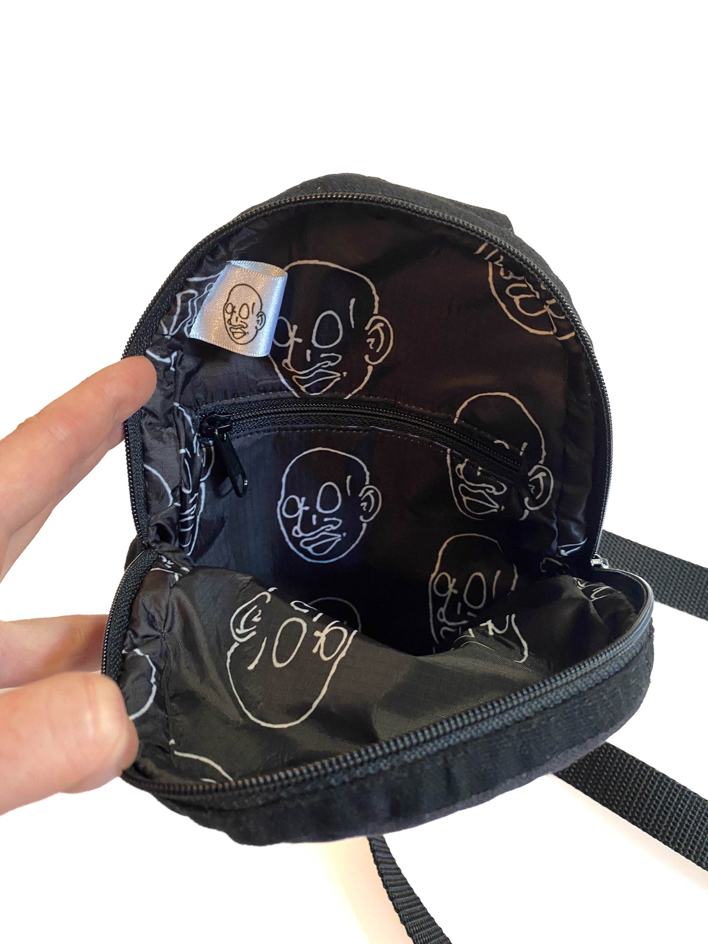 Black and White Voorhees Face Crossbody Bag