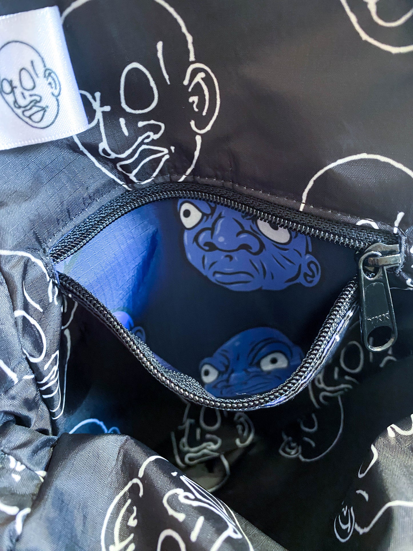 Black and White Voorhees Face Crossbody Bag