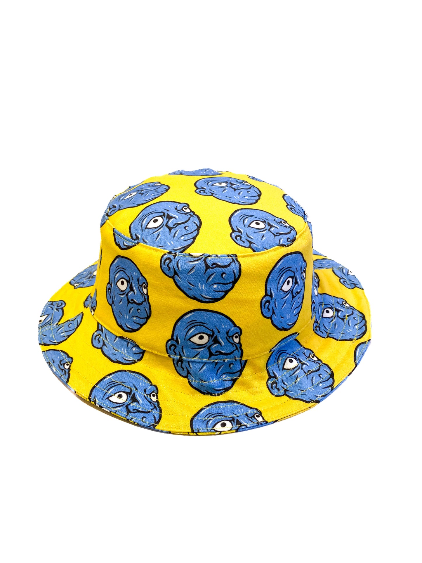 Blue and Yellow Reversible Cotton Bucket Hat