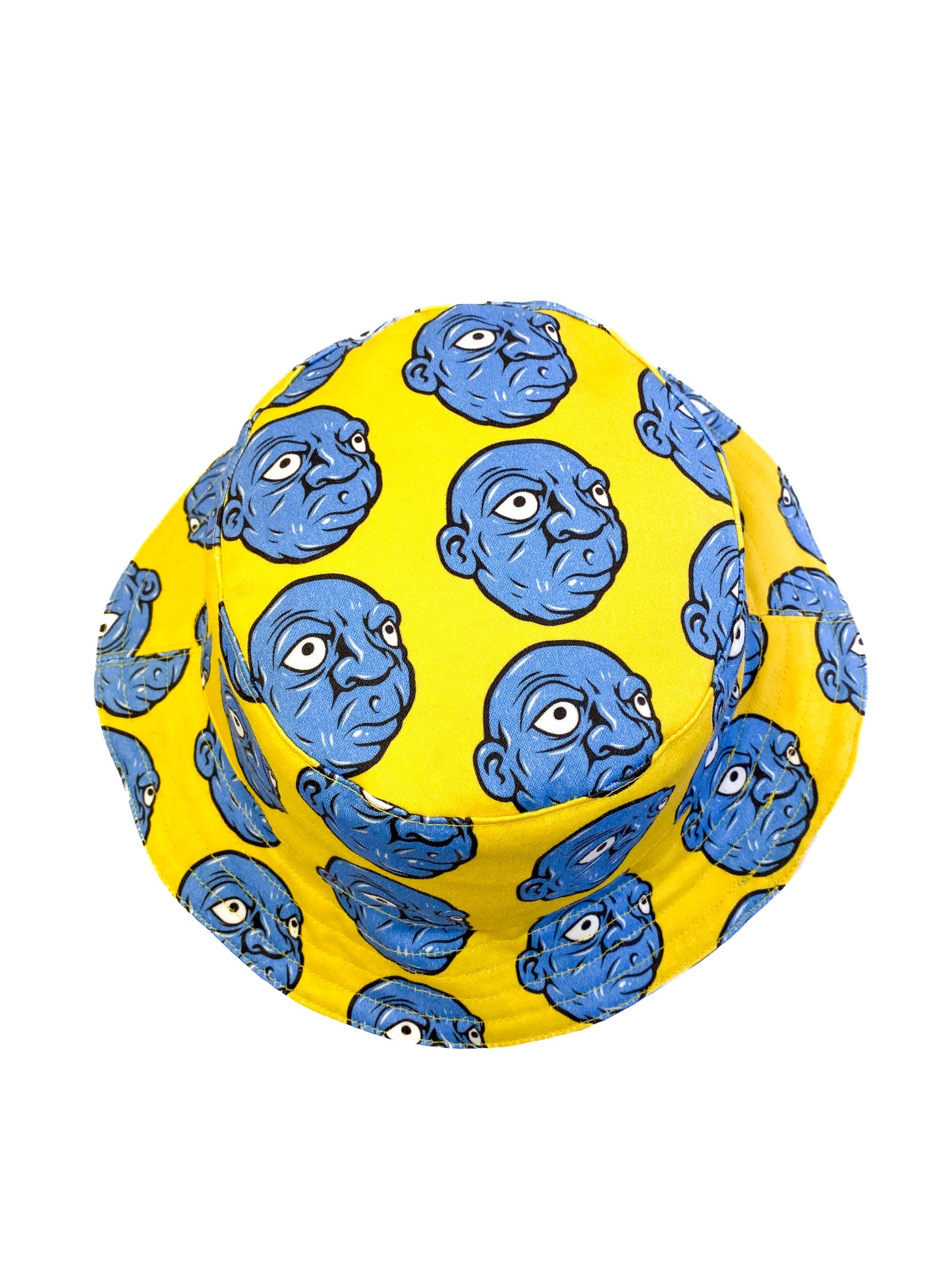 Blue and Yellow Reversible Cotton Bucket Hat