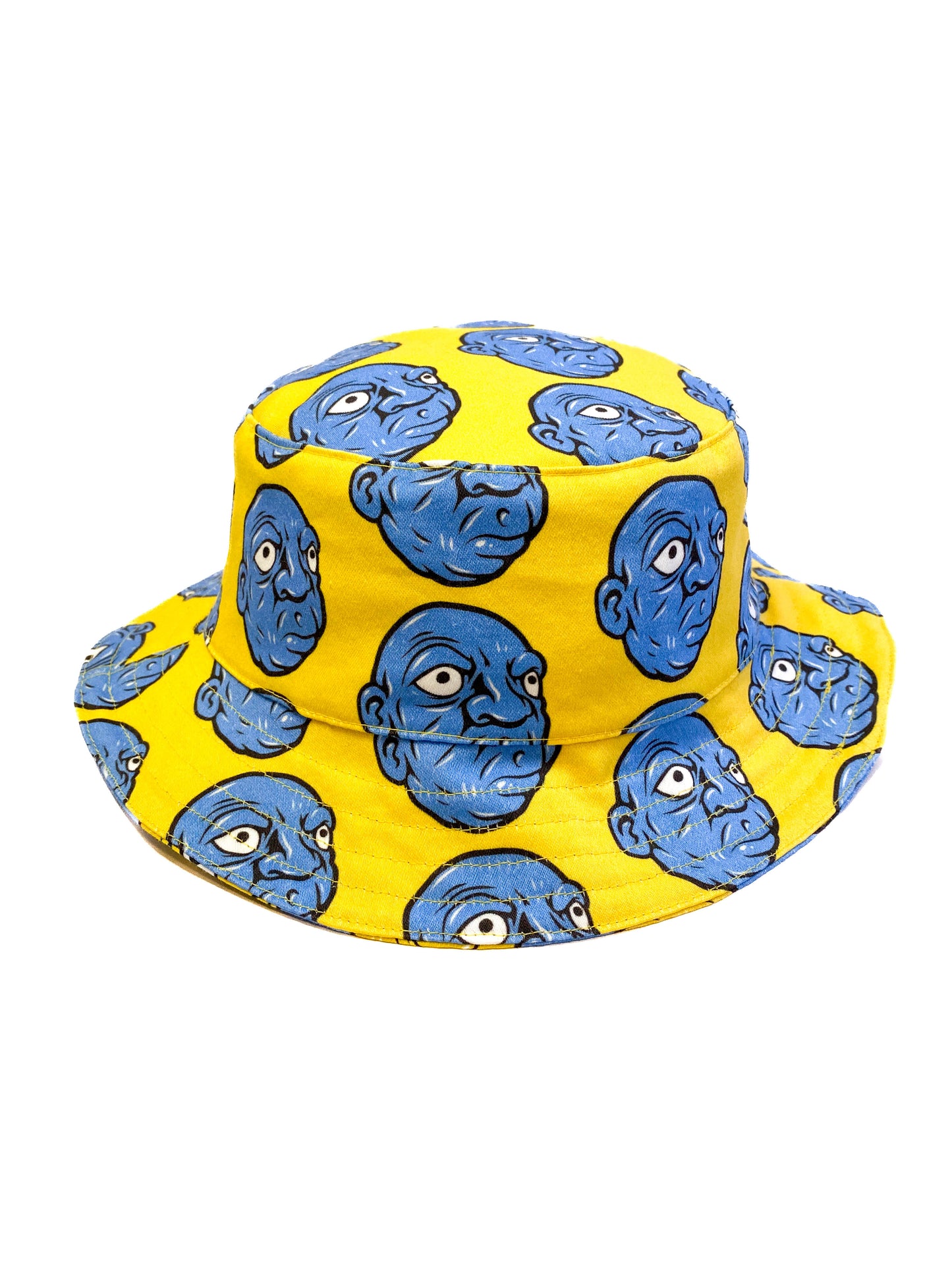 Blue and Yellow Reversible Cotton Bucket Hat