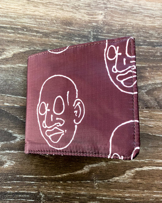 Bifold Ripstop Wallet, Mr. Voorhees Brown and White Signature Face