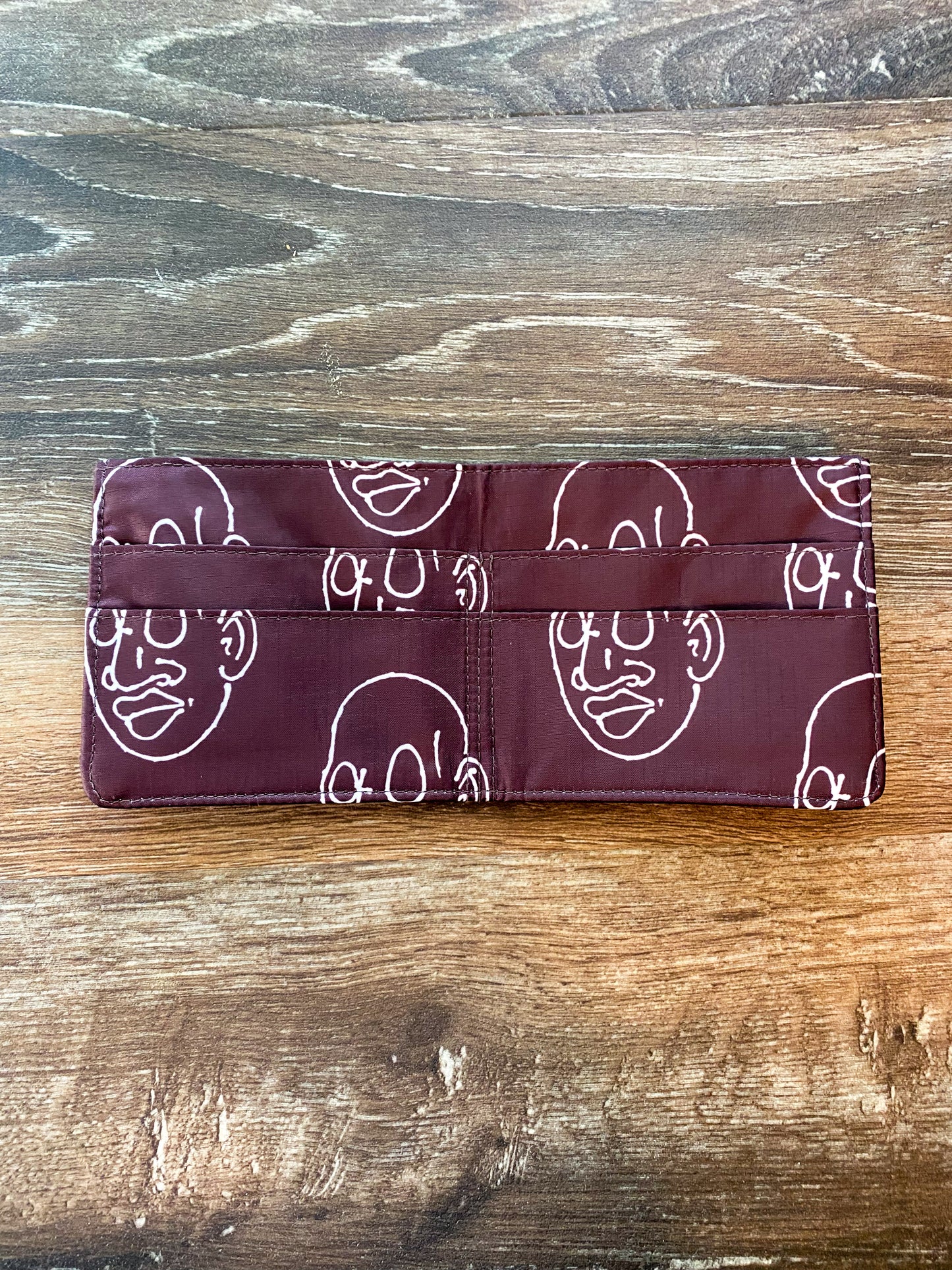 Bifold Ripstop Wallet, Mr. Voorhees Brown and White Signature Face