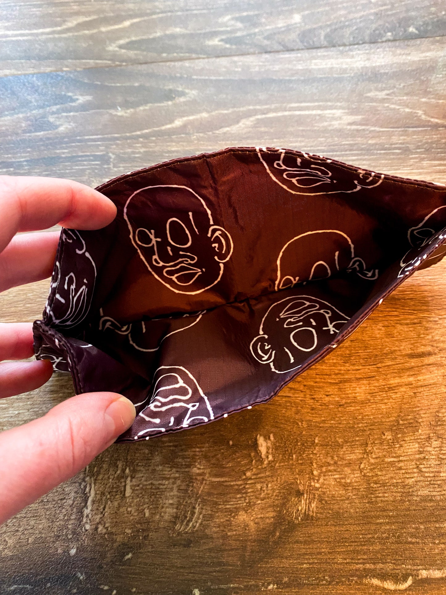 Bifold Ripstop Wallet, Mr. Voorhees Brown and White Signature Face